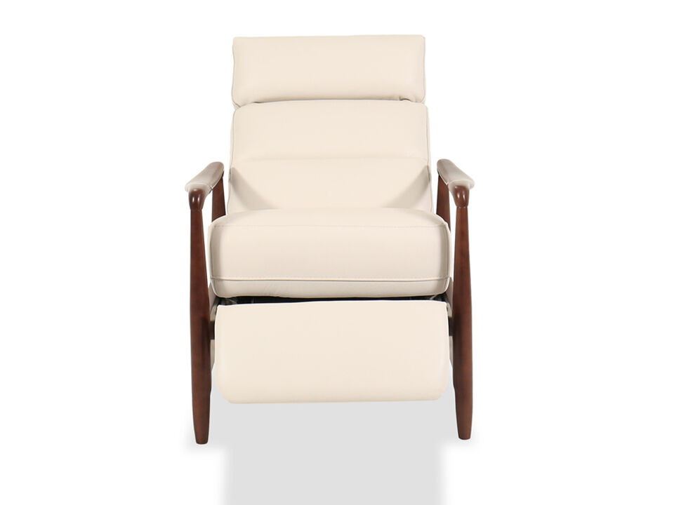 Cream leather push back recliner