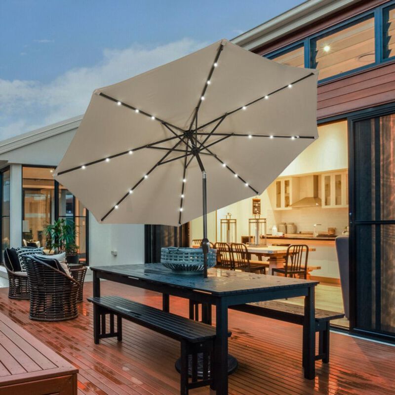 Hivvago 10 Feet Outdoor Patio Umbrella with Bright Solar LED Lights