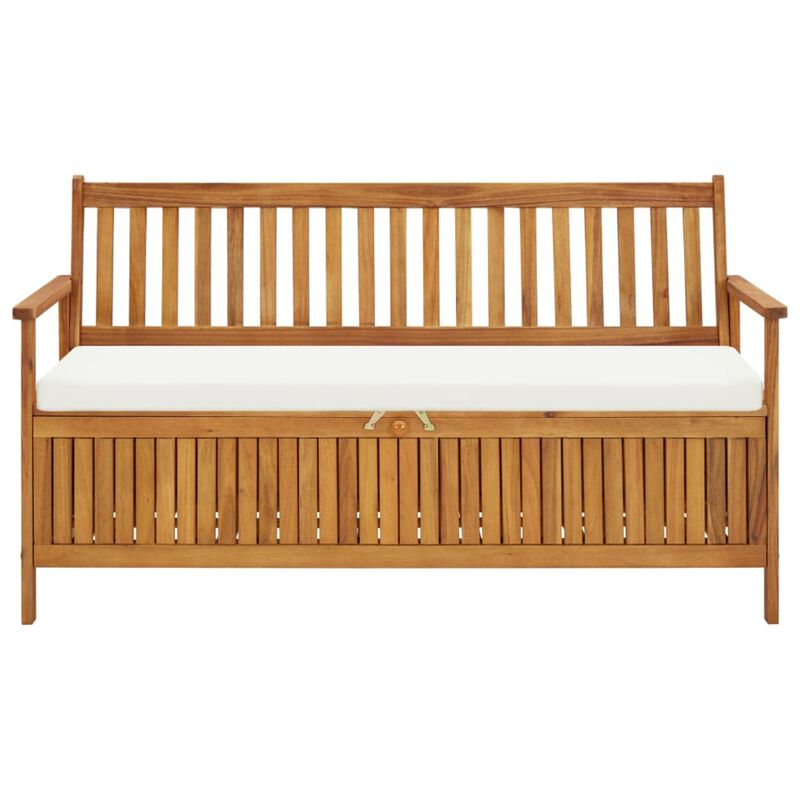 vidaXL Storage Bench with Cushion 58.2" Solid Acacia Wood