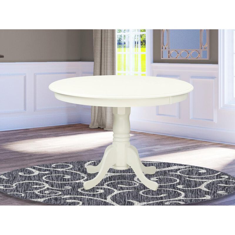 East West Furniture Hartland  Table  42  diameter  Round    Table  -Linen  White  Finish