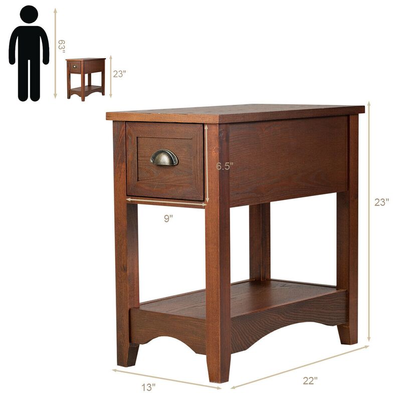 Set of 2 Contemporary Side End Table with Drawer