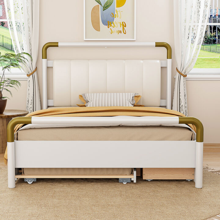 Merax Platform Bed with 2 Drawers and Trundle