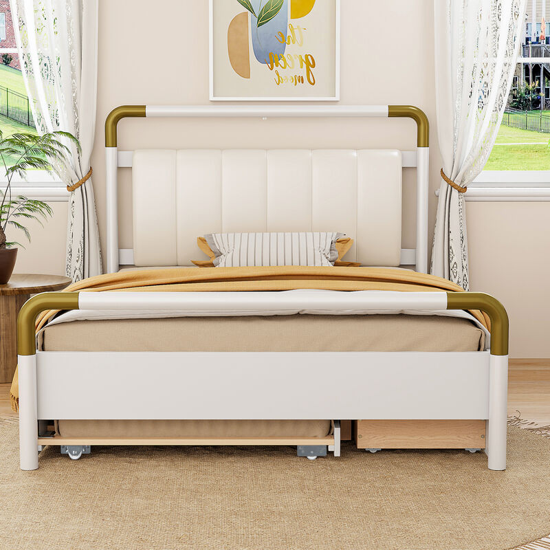 Merax Platform Bed with 2 Drawers and Trundle