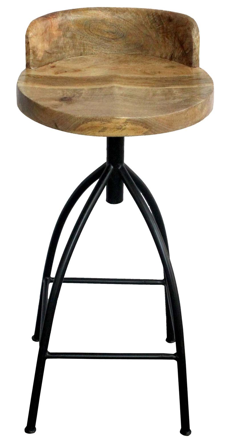 30-35 Inch Industrial Style Adjustable Swivel Bar Stool With Backrest-Benzara