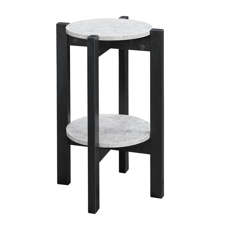 Convience Concept, Inc. Newport Medium 2 Tier Plant Stand Faux Cement/Black