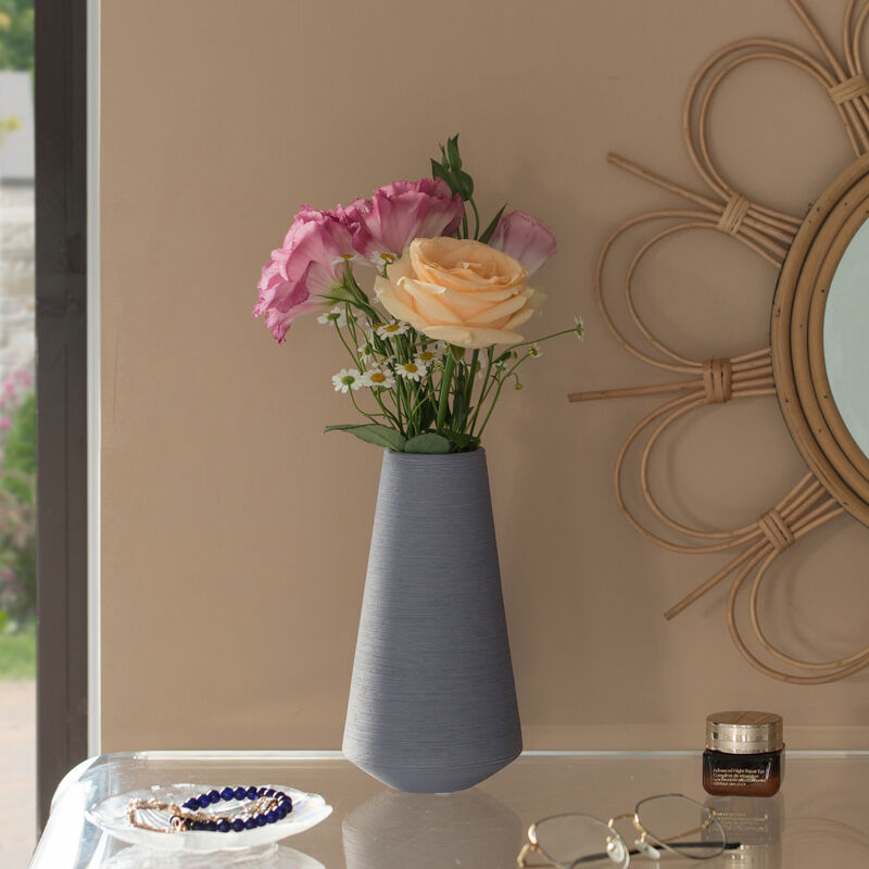 10 H Decorative Ceramic Round Cone Shape Centerpiece Table Vase Pink, Large