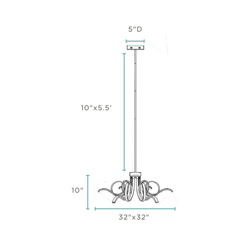 Magnolia Chandelier Black Metal Integrated LED Dimmable