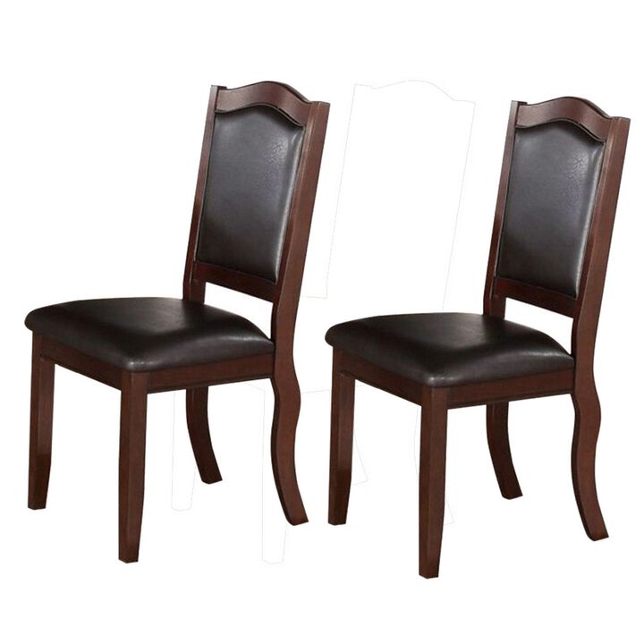 Contemporary Rubber Wood Dining Chair, Set Of 2, Brown And Black-Benzara