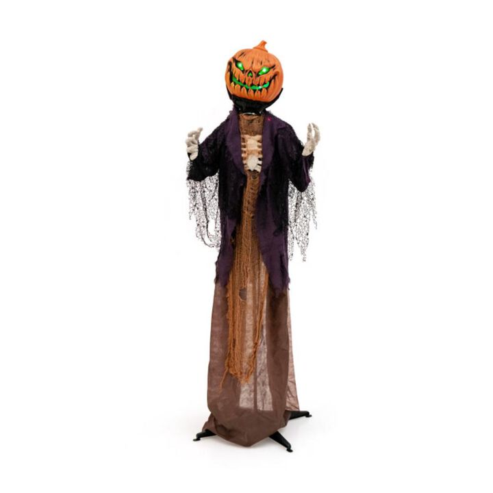 Hivvago 5.6 Feet Halloween Animated Standing Pumpkin Scarecrow