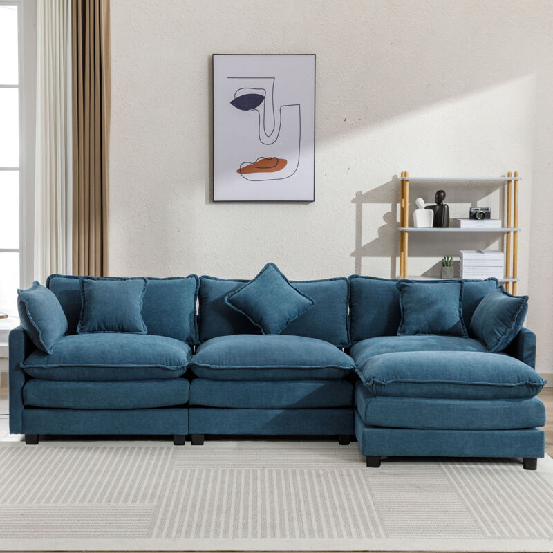 112.2" L-Shape Chenille Upholstered Sofa