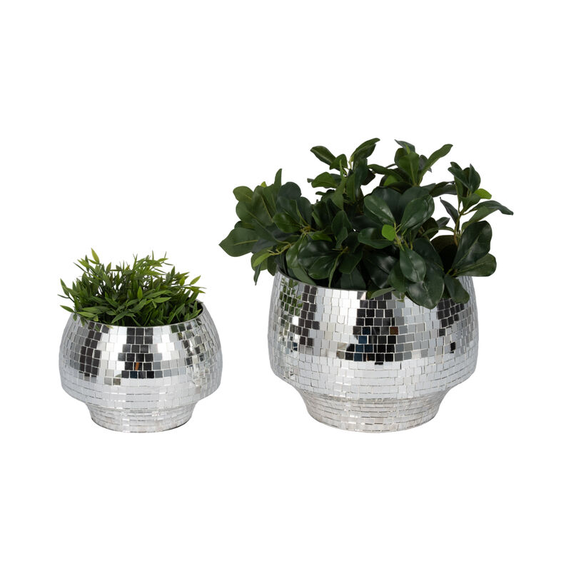 Curved Disco Mosaic Planter Set