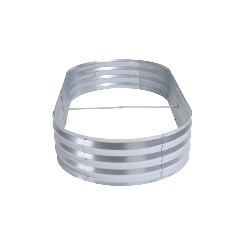 LuxenHome 6’ x 3’ Oval Raised Galvanized Steel Garden Bed Planter