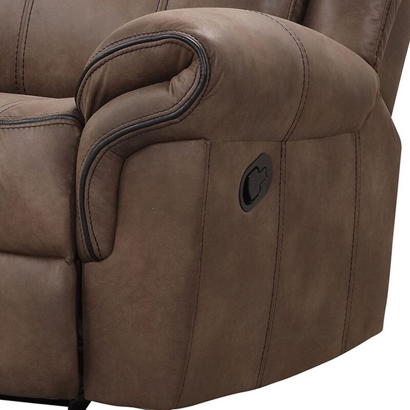 Arisa Manual Glider Recliner Chair, Brown Faux Leather, Pillow Arms