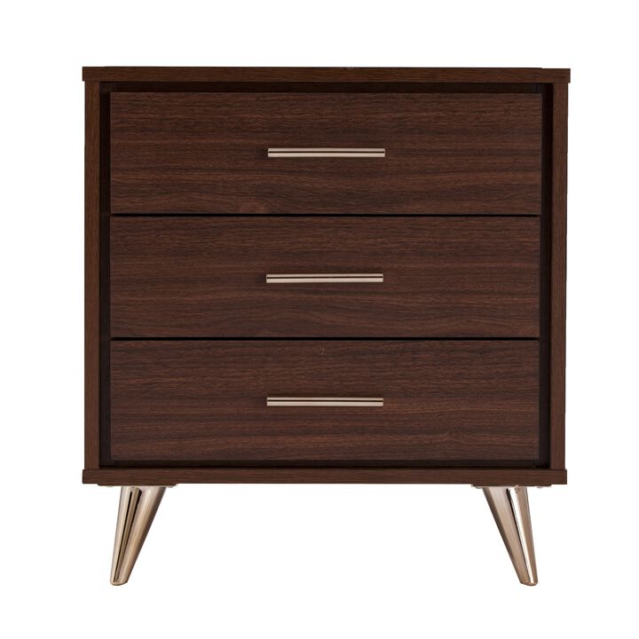 SEI Furniture Oren Bedside Table w/ Drawers, Brown