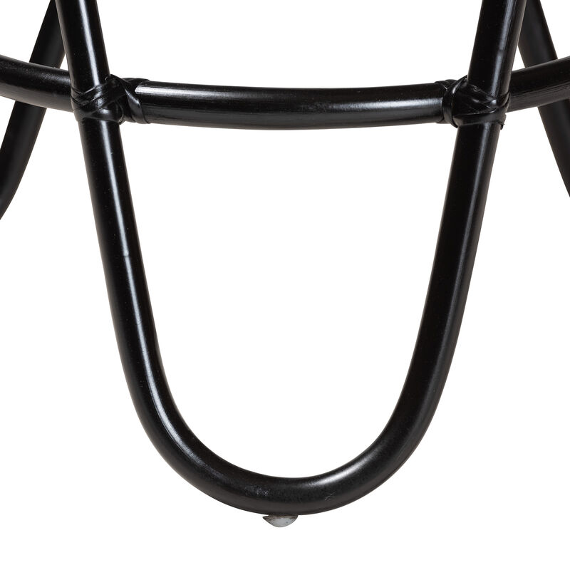 Bali & Pari Pertessa Modern Bohemian Black Finished Rattan End Table