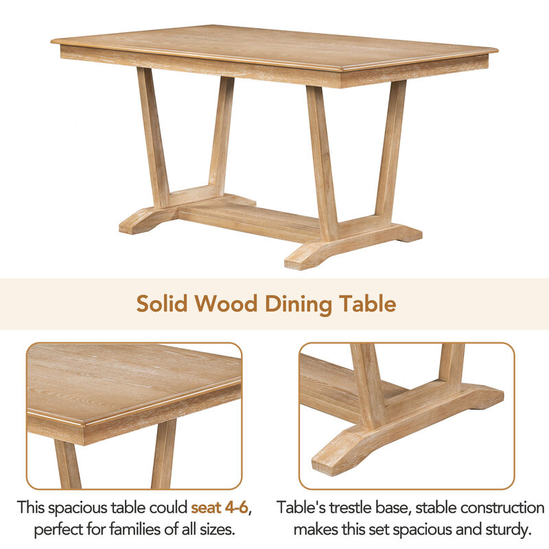 Merax  Rectangular Dining Table Set with 4 Upholstered Chairs