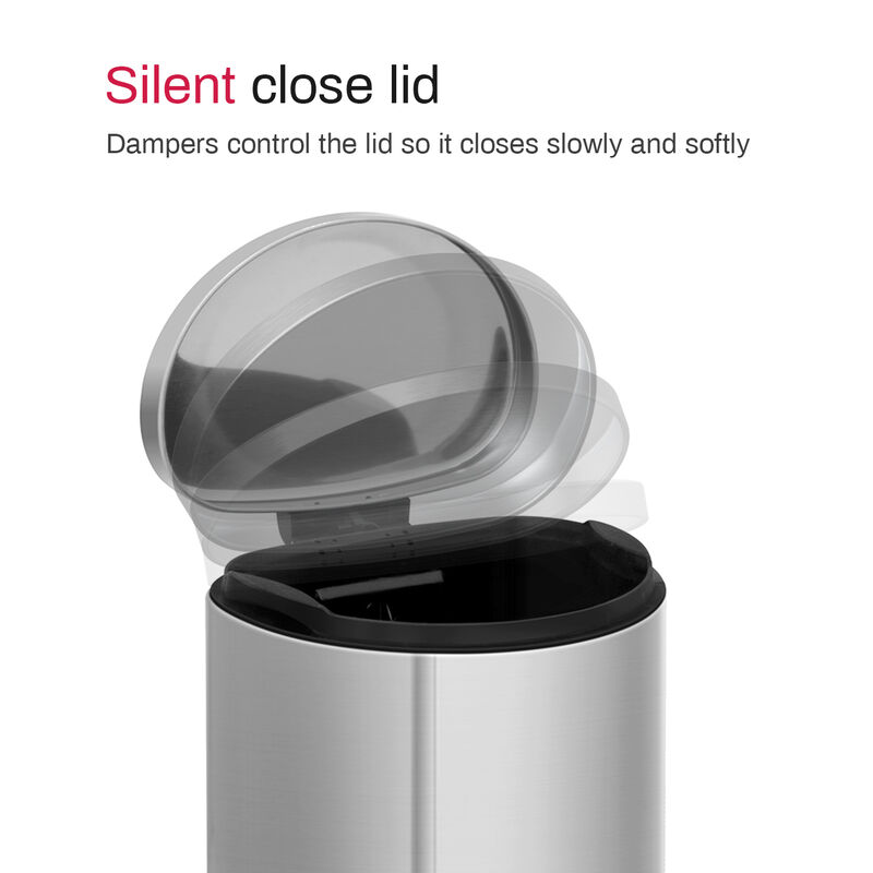 1.6 Gallon Step-On Stainless Steel Wastebasket with Lid