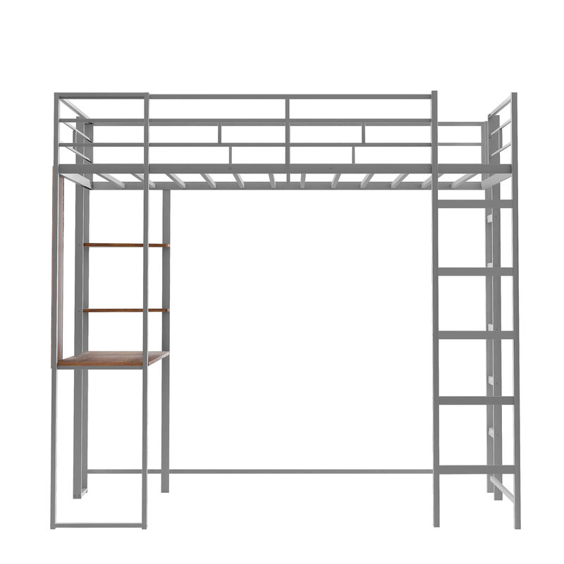 Merax Loft Bed Frame with 2 Built-in Ladders