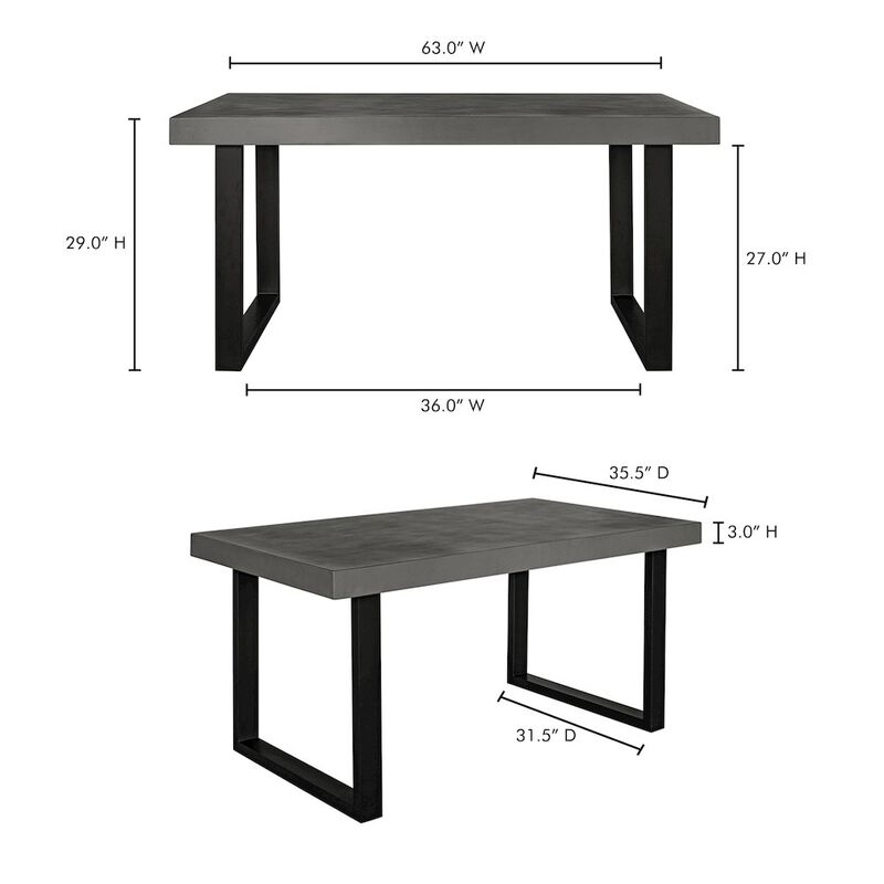 Moe’s Jedrik Small Outdoor Dining Table Dark Grey