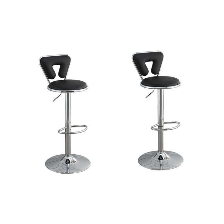 Set of 2 Black Faux Leather Barstool Chairs