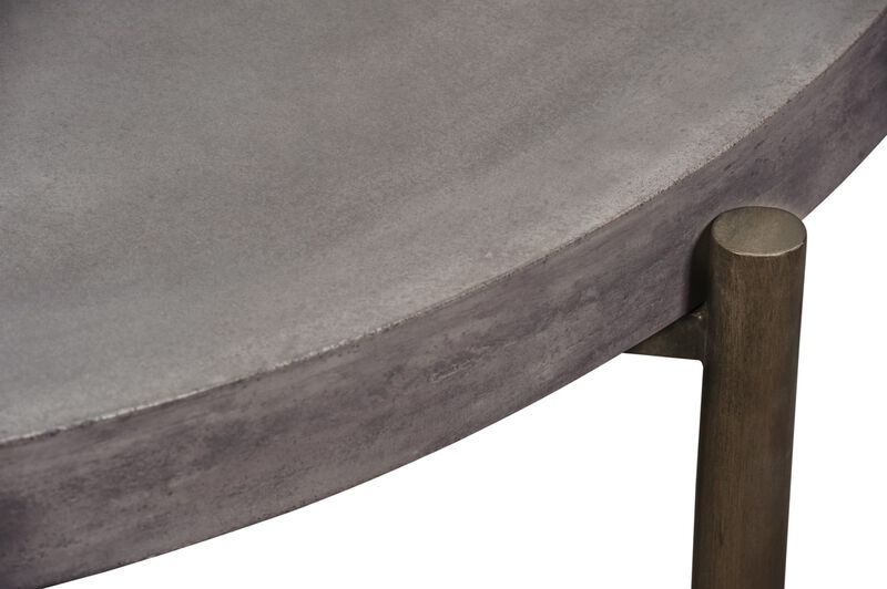 Lyon Round Natural Concrete and Metal Coffee Table