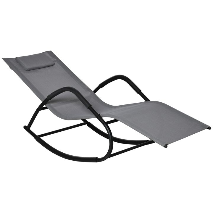 Gray Outdoor Lounger: Zero-Gravity Rocking Sun Chair for Poolside