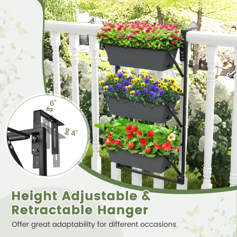 Hivvago Hanging Vertical Planter Wall-mounted Adjustable with Detachable Hooks