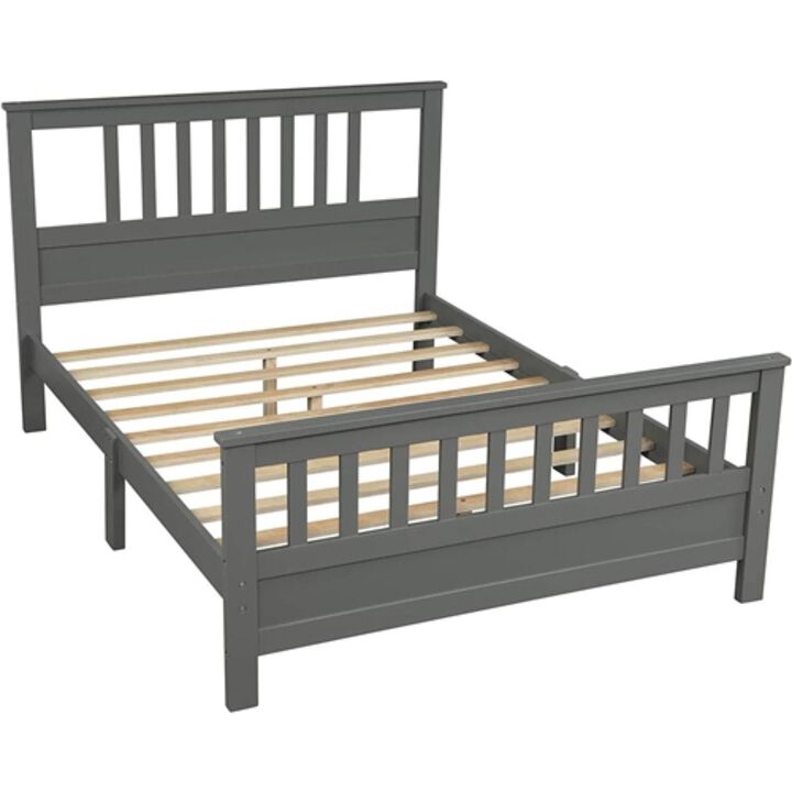 Pine Wood Slatted Platform Headboard Footboard Full Size Bed