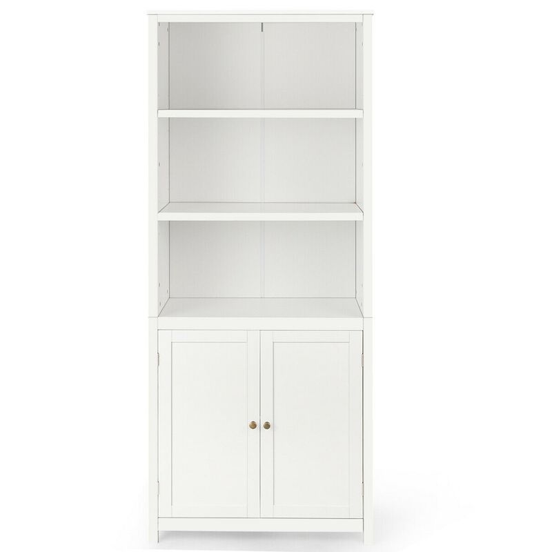 Hivvago White Bathroom Linen Tower Towel Storage Cabinet with 3 Open Shelves