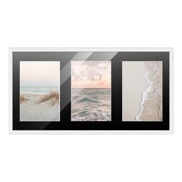 8.5x17 Wood Collage Frame with Black Mat For 3 5x7 Pictures
