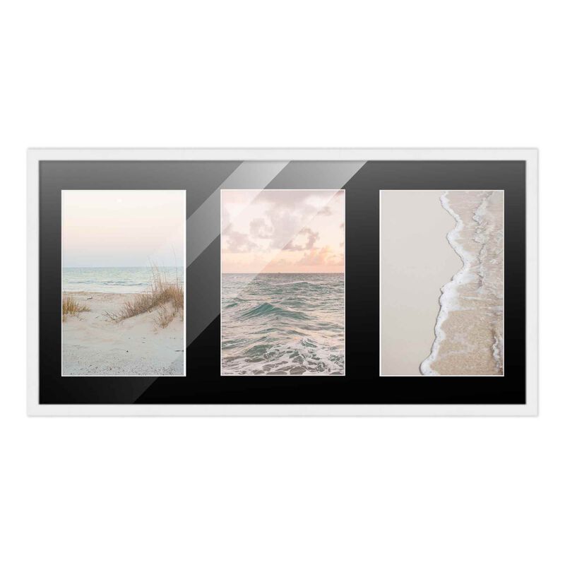 8.5x17 Wood Collage Frame with Black Mat For 3 5x7 Pictures
