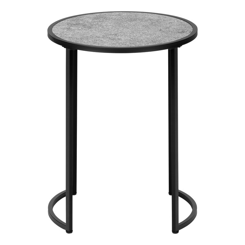 Monarch Specialties I 2206 Accent Table, Side, Round, End, Nightstand, Lamp, Living Room, Bedroom, Metal, Laminate, Grey, Black, Contemporary, Modern