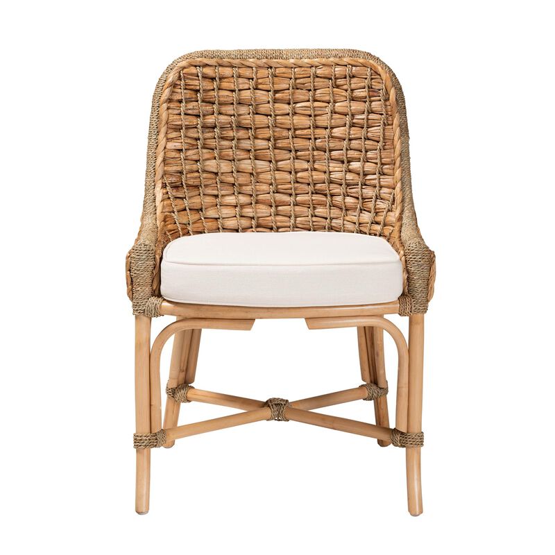 Baxton Studio Kyle Modern Bohemian Natural Woven Rattan Dining Side Chair With Cushion