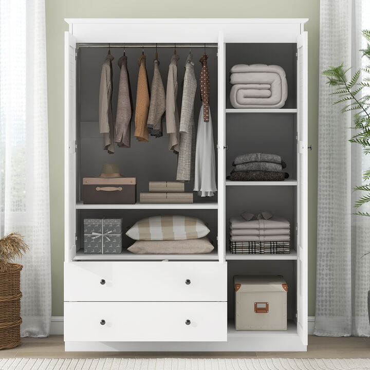 Merax 3 Shutter Door Wardrobe Armoire Closet with 2 Drawers