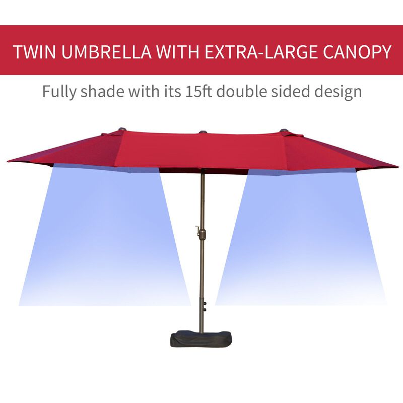 Versatile Sun Shield: 15ft Patio Umbrella with Double-Sided Shade