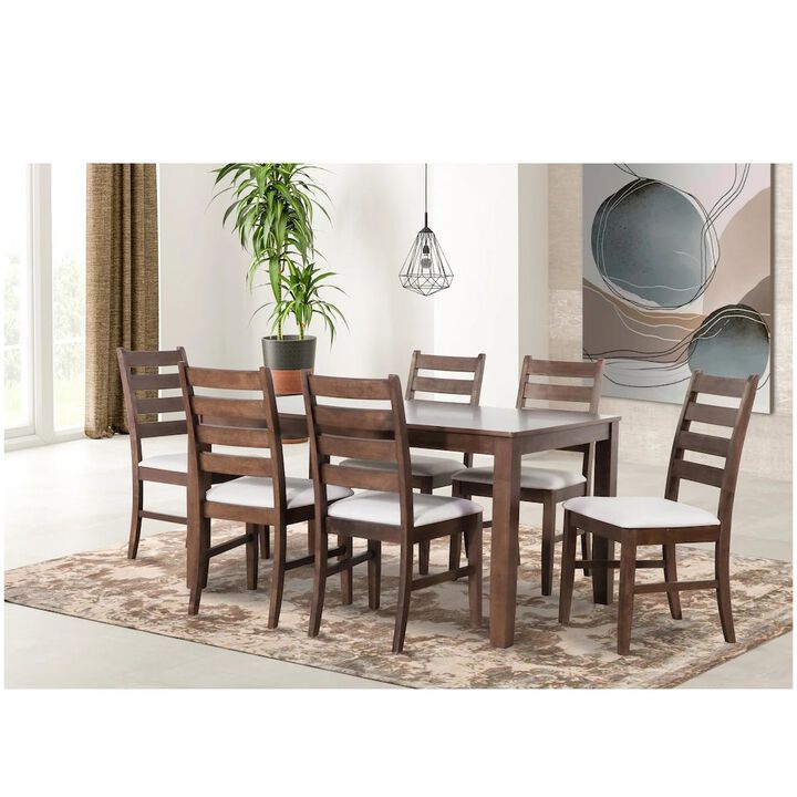 New Classic Furniture Pascal 59 Retangular Wood Dining Set with 6 Chairs in Walnut