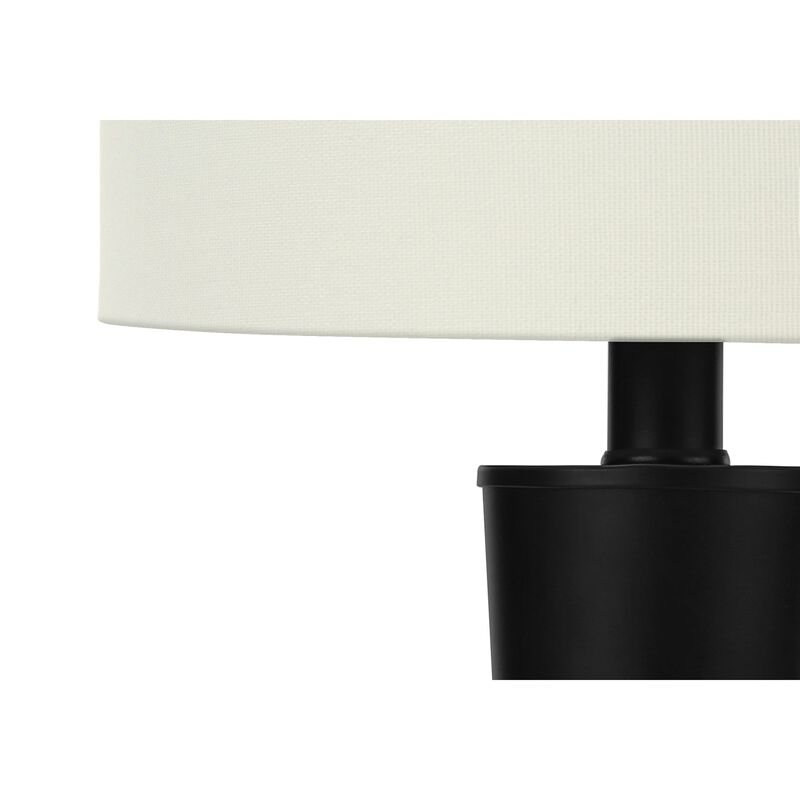 Monarch Specialties I 9643 - Lighting, Set Of 2, 24"H, Table Lamp, Usb Port Included, Black Metal, Ivory / Cream Shade, Contemporary