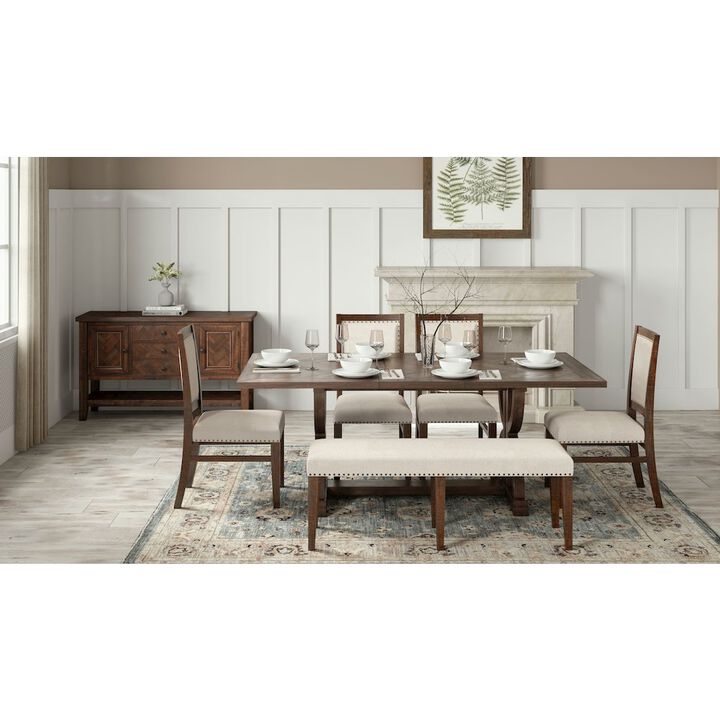 Jofran Fairview Transitional Herringbone Contemporary Distressed Acacia Buffet Server