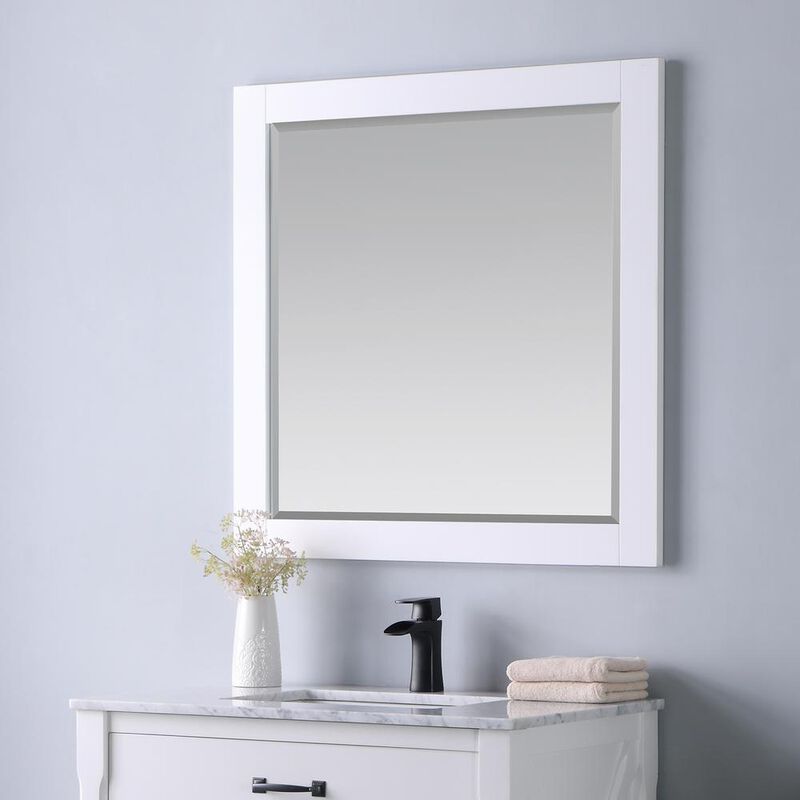 Altair 34 Rectangular Bathroom Wood Framed Wall Mirror in White