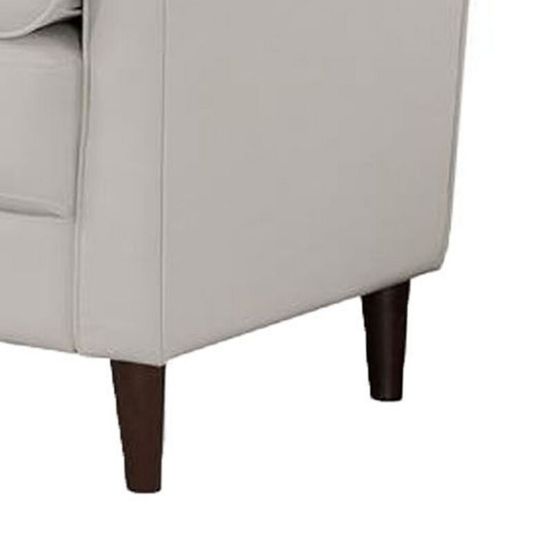 Quzi 52 Inch Loveseat, USB Port, Bolster Pillows, Tapered Legs, Off White - Benzara