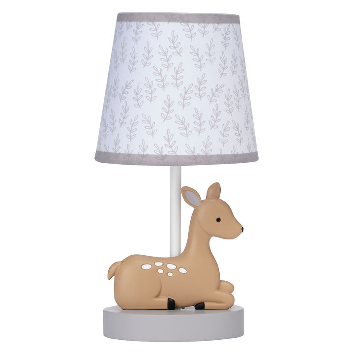Bedtime Originals Deer Park Woodland Taupe Lamp with Gray/White Shade & Bulb