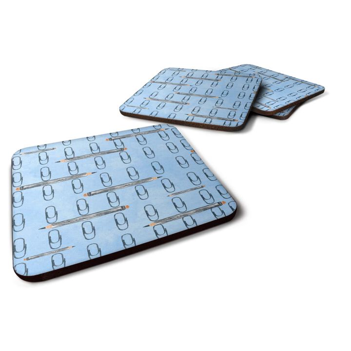 Caroline's Treasures Watercolor Organized Paper Clips Blue Decorative coasters, 3.5, Multicolor