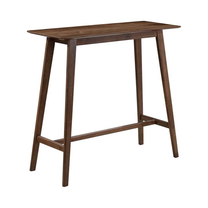 Rectangular Wooden Bar Table with Angled Tapered Legs, Walnut Brown-Benzara Rectangular Wooden Bar Table with Angled Tapered Legs, Walnut Brown-Benzara