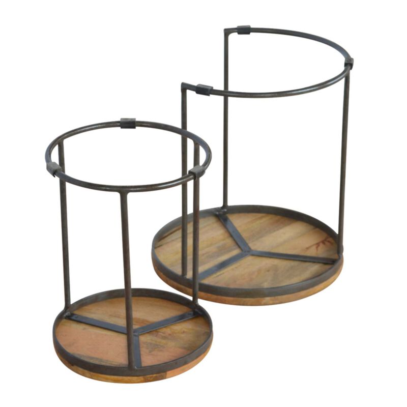 End Table Set of 2 with Iron Base