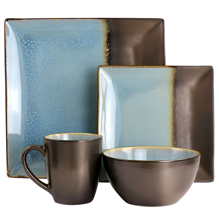 Gibson Elite Kaidence 16 Piece Square Stoneware Dinnerware Set in Bronze