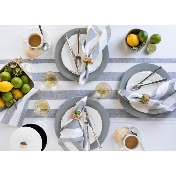 Solino Home 100% Pure Linen Table Runner | Cabana Stripe for Spring & Easter
