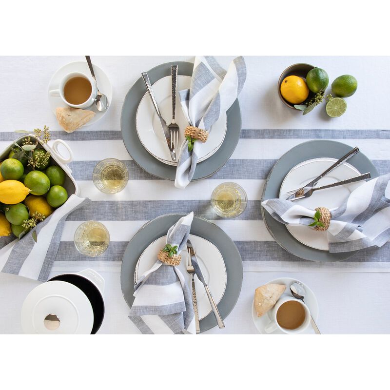 Solino Home 100% Pure Linen Table Runner | Cabana Stripe for Spring & Easter