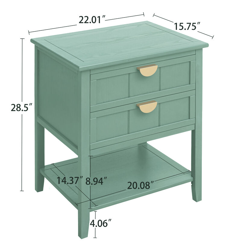 2 Drawer Side table,American style, End table,Suitable for bedroom, living room