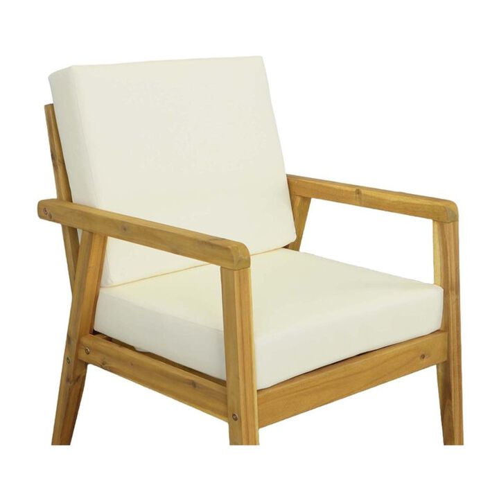 4pc Loveseat with Cocktail Table and Chairs Outdoor Patio Set - 47" - Cream