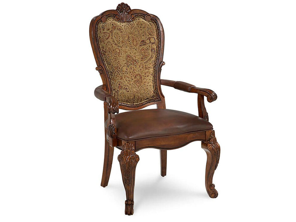 Old World Upholstered Back Arm Chair (Set of 2)